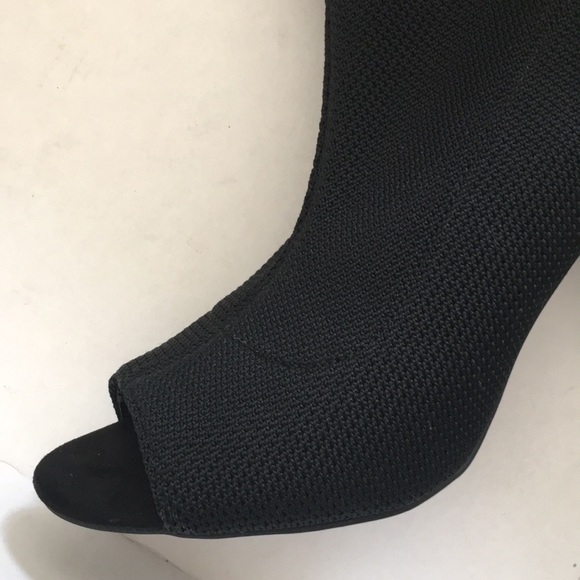 PARKER&SKYStretchBlackAnkleSockPeepToeBooties - Picture 7 of 8